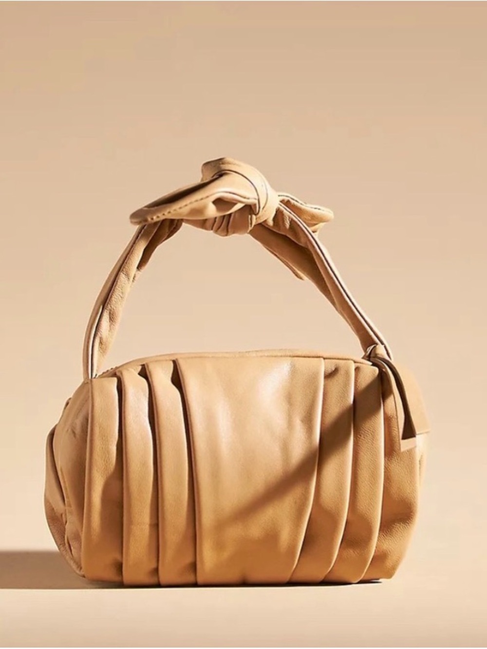 ANTHROPOLOGIE Mini Top-Knot Pleated Leather Handbag 🤎